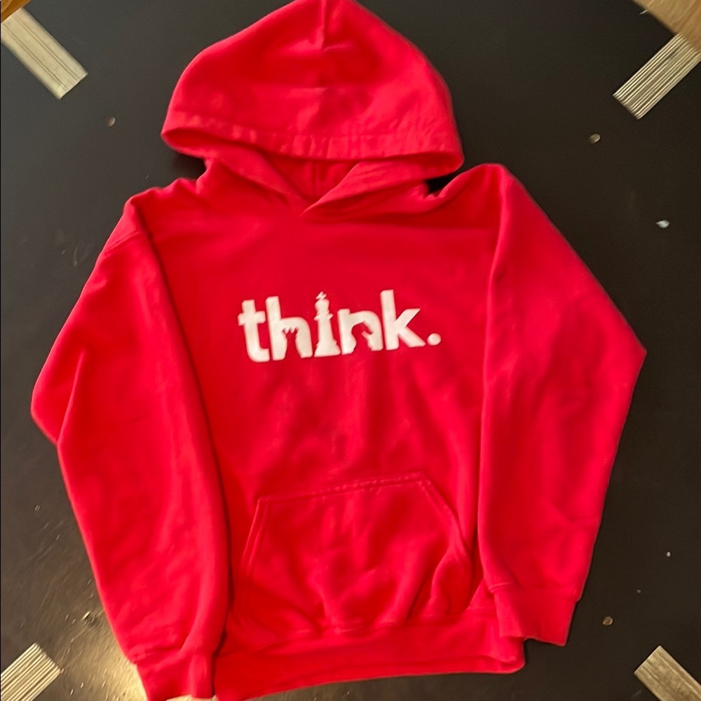 Red Pullover Hoodie with Chess “think”
